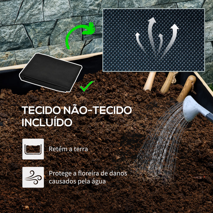 Floreira de Madeira com Rodas Floreira de Jardim para Cultivo com Orifícios de Drenagem e Tecido não Tecido para Cultivos de Flores Plantas em Exterior Varanda 89x48x47 cm Madeira