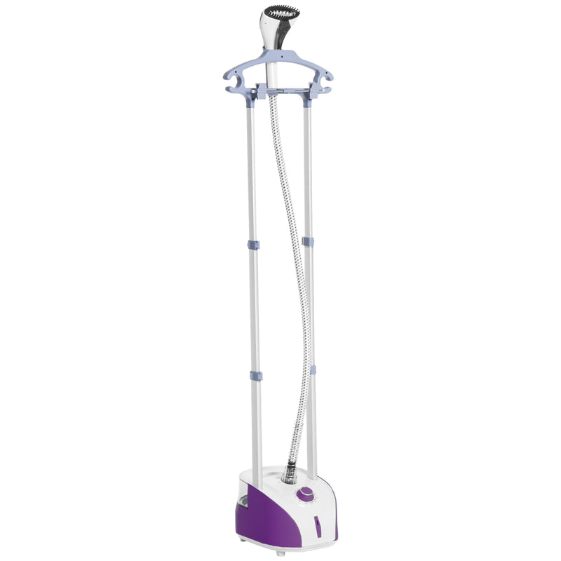 Ferro de Engomar Vertical com Barra Dupla Depósito 2L Ferro de Engomar a Vapor 1950W Saída de Vapor 32g/min e Temperatura Ajustável em 11 Níveis Roxo e Branco