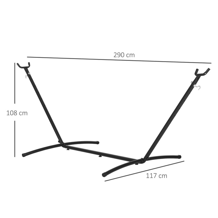 Suporte Ajustável para Camas de Rede Universal Estrutura de Ferro Carga Até 120kg Pé para Cama de Rede 280x120x110cm Preto