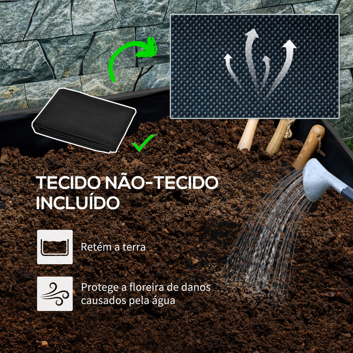 Floreira de Madeira com Rodas Horta Urbana para Cultivar Plantas Vaso Exterior com Orifícios de Drenagem e Tecido Não Tecido para Jardim Terraço Varanda e Pátio 89x48x47 cm Preto