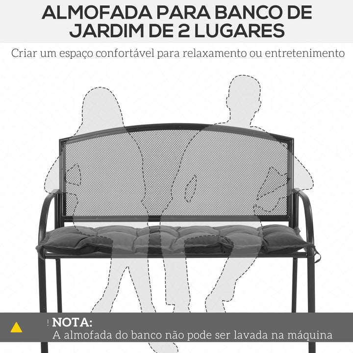 Almofada para Banco de Jardim Acolchoada 100x40x10 cm Almofada Retangular para Interior e Exterior com Acolchoado Espesso e Cintas de Fixação Cinza Escuro