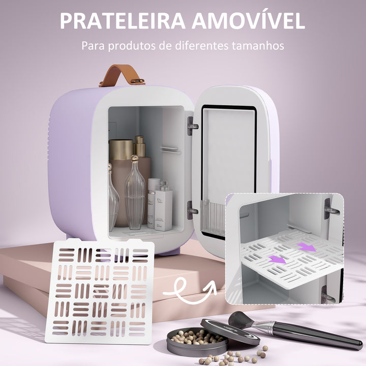 Frigorífico de Cosméticos 4L Frigorífico Pequeno 9V/240V para Arrefecer e Aquecer Mini Frigorífico para Beleza Maquilhagem Bebidas 20,3x26,3x28 cm Roxo