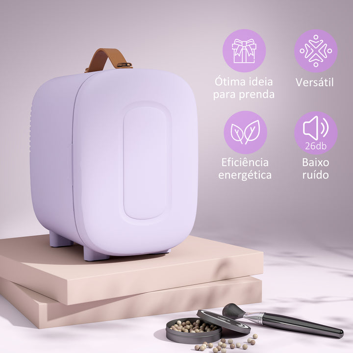 Frigorífico de Cosméticos 4L Frigorífico Pequeno 9V/240V para Arrefecer e Aquecer Mini Frigorífico para Beleza Maquilhagem Bebidas 20,3x26,3x28 cm Roxo