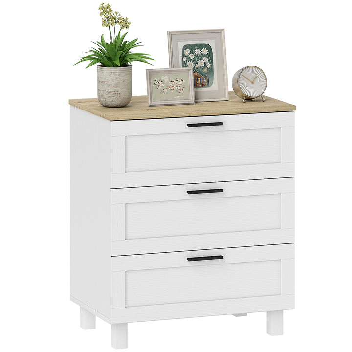 Cómoda Estreita com 3 Gavetas Cómoda de Quarto com Pés de Madeira Cómoda Auxiliar para Sala Escritório Estilo Moderno 60x38x71 cm Branco