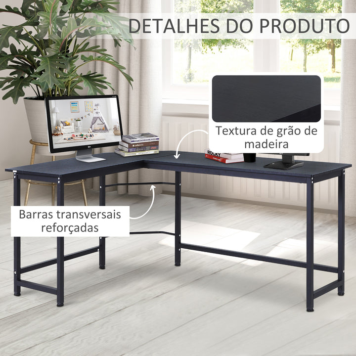 Mesa de escritorio Área de trabalho do PC Escritório mesa de canto do formulário L 168x120x75cm Armação de aço