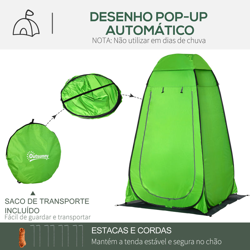 Tenda de Duche Tenda de Privacidade Portátil com 1 Gancho Bolso Bolsa de Transporte e UV20+ para Duche Trocador Sanita 126x124x189 cm Verde