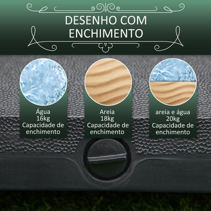 Base para Chapéu de Sol Portátil Base para Chapéu de sol Recarregável com Rodas para Mastros de F3,8cm e F 4,8cm Preto