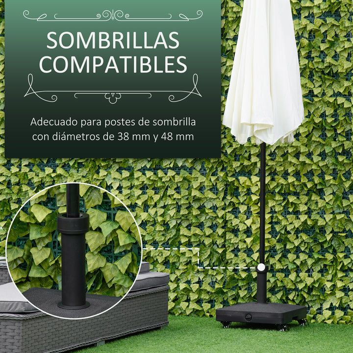 Base para Chapéu de Sol Portátil Base para Chapéu de sol Recarregável com Rodas para Mastros de F3,8cm e F 4,8cm Preto