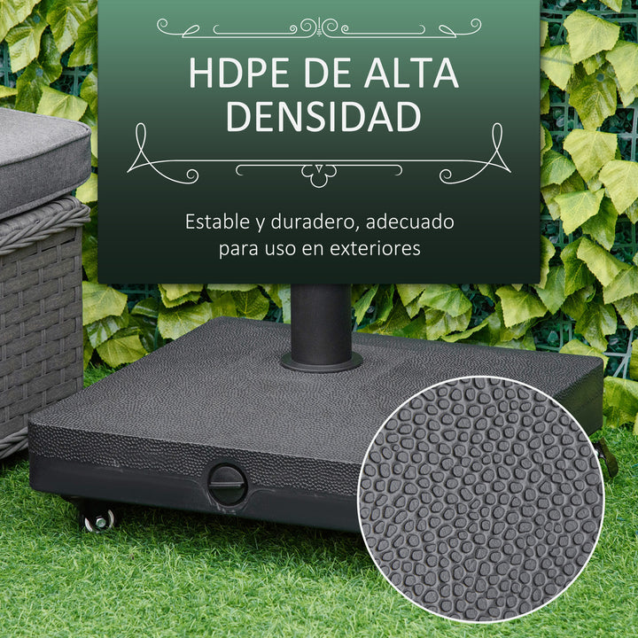 Base para Chapéu de Sol Portátil Base para Chapéu de sol Recarregável com Rodas para Mastros de F3,8cm e F 4,8cm Preto