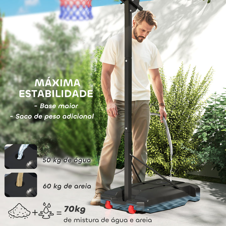 Tabela de Basquetebol para Crianças com Altura Ajustável de 200 a 260 cm Cesta de Basquetebol para Interior e Exterior com Saco de Pesos para Crianças a partir dos 6 Anos Vermelho e Preto