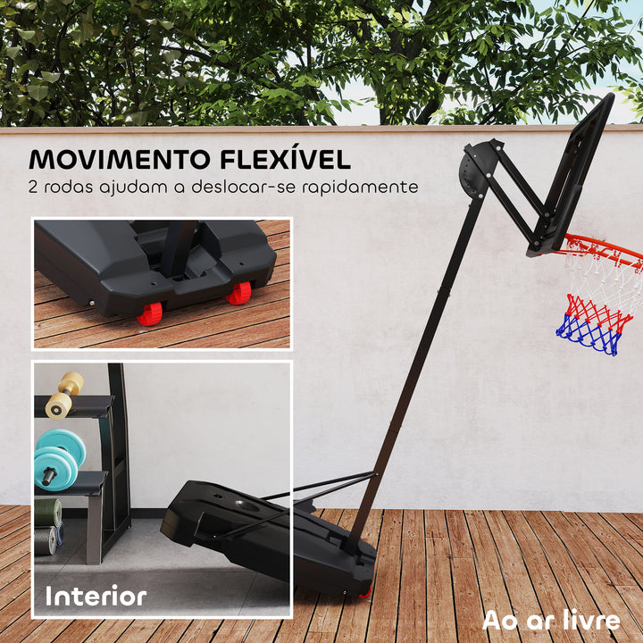 Tabela de Basquetebol para Crianças com Altura Ajustável de 200 a 260 cm Cesta de Basquetebol para Interior e Exterior com Saco de Pesos para Crianças a partir dos 6 Anos Vermelho e Preto