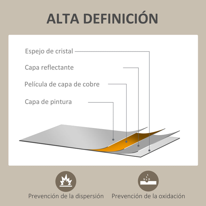 Espelho de Parede Decorativo 50x70 cm Espelho Retangular Espelho de Casa de Banho com 4 Ganchos Metálicos Estilo Moderno para Sala Quarto Entrada Branco