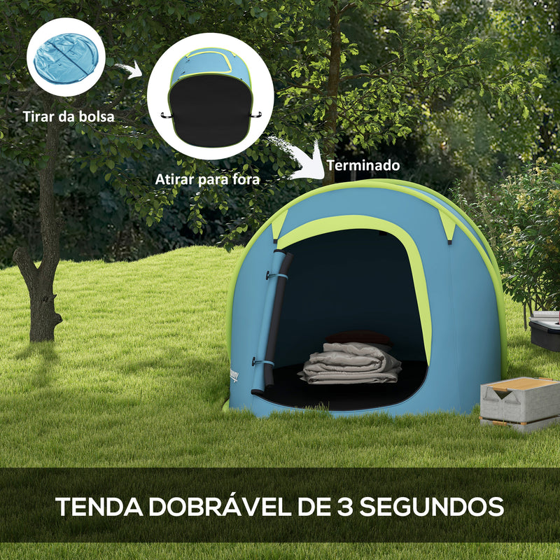 Tenda de Campismo para 2-3 Pessoas Tenda de Campismo Impermeável de 2000 mm com Bolsa de Transporte para Campismo Pesca Trekking 245x148x105 cm Azul