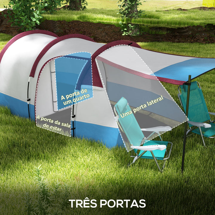Tenda de Campismo Familiar para 2-3 Pessoas Tenda de Campismo Dobrável com 2 Quartos e Bolsa de Transporte Impermeável para Trekking 420x200x150 cm Multicolor