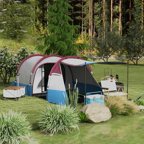 Tenda de Campismo Familiar para 2-3 Pessoas Tenda de Campismo Dobrável com 2 Quartos e Bolsa de Transporte Impermeável para Trekking 420x200x150 cm Multicolor