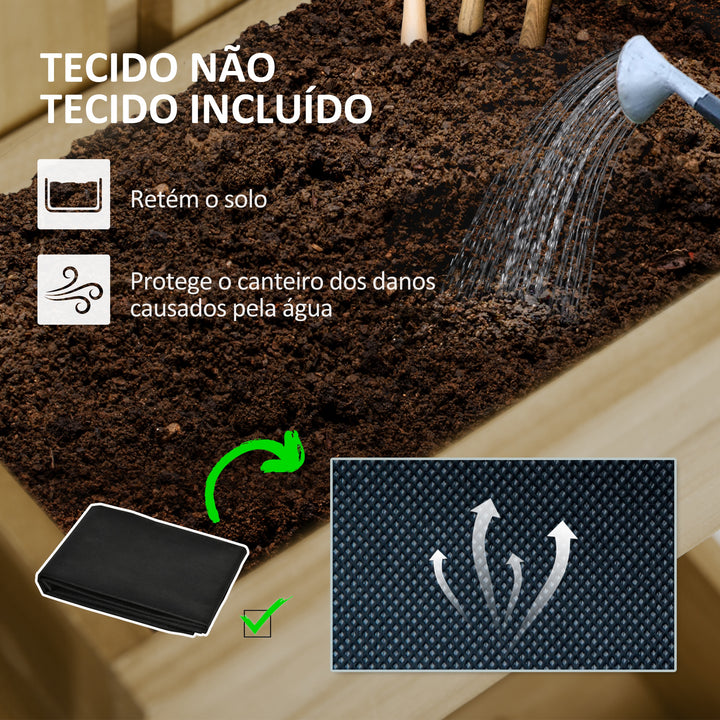 Floreira de Parede com Treliça Floreira Grande de Madeira com 5 Vasos Ajustáveis Tecido Não Tecido e Orifícios de Drenagem para Exterior, Jardim Terraço Pátio 60x16x100 cm Madeira