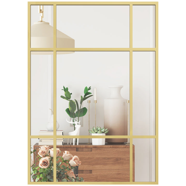 Espelho Retangular de Parede 70x50 cm Espelho com Moldura Metálica Decorativo para Sala Quarto Entrada Dourado