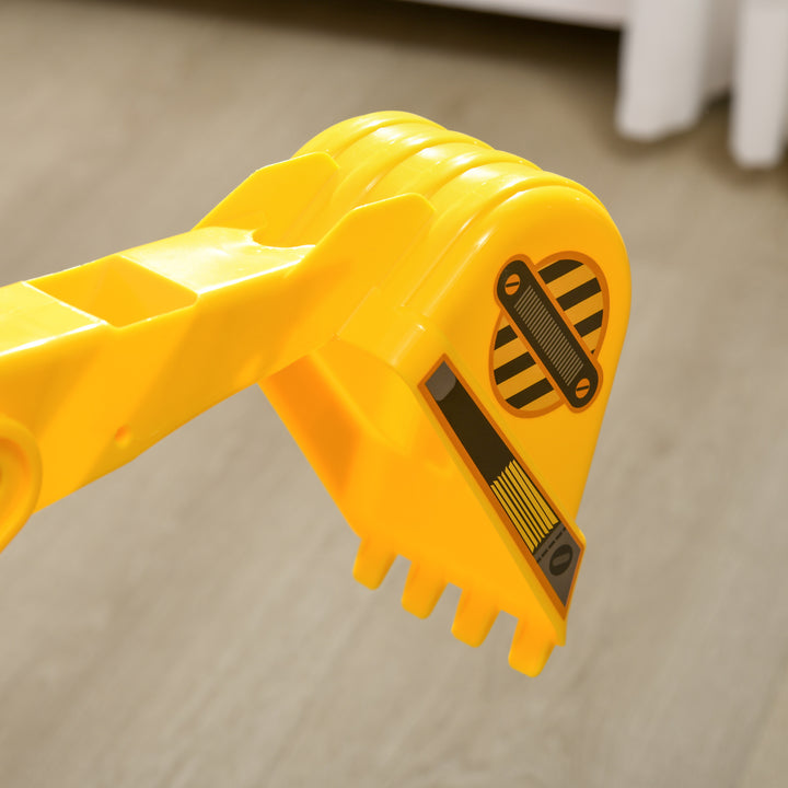 Escavadora sem Pedais com Braço Móvil Carro Andador com Assento de Armazenamento Pá Dianteira e Buzina Carga Máxima 30 kg 78x24x58,5 cm Amarelo