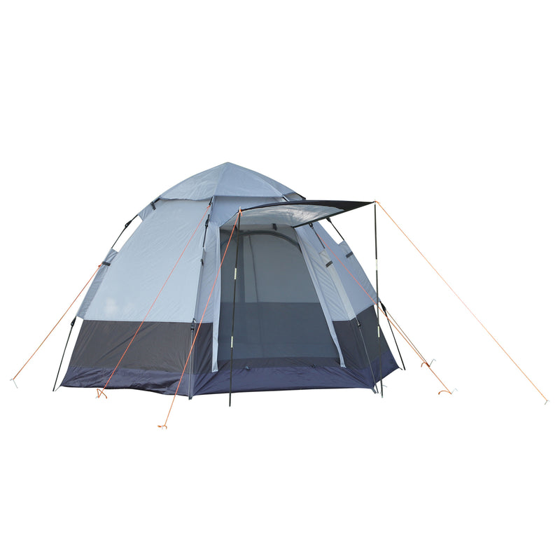 Tenda de Campismo para 2 Pessoas Tenda de Campismo Dobrável com 2 Portas Impermeável Anti-UV E Bolsa de Transporte 260x260x150 cm Preto e Cinza