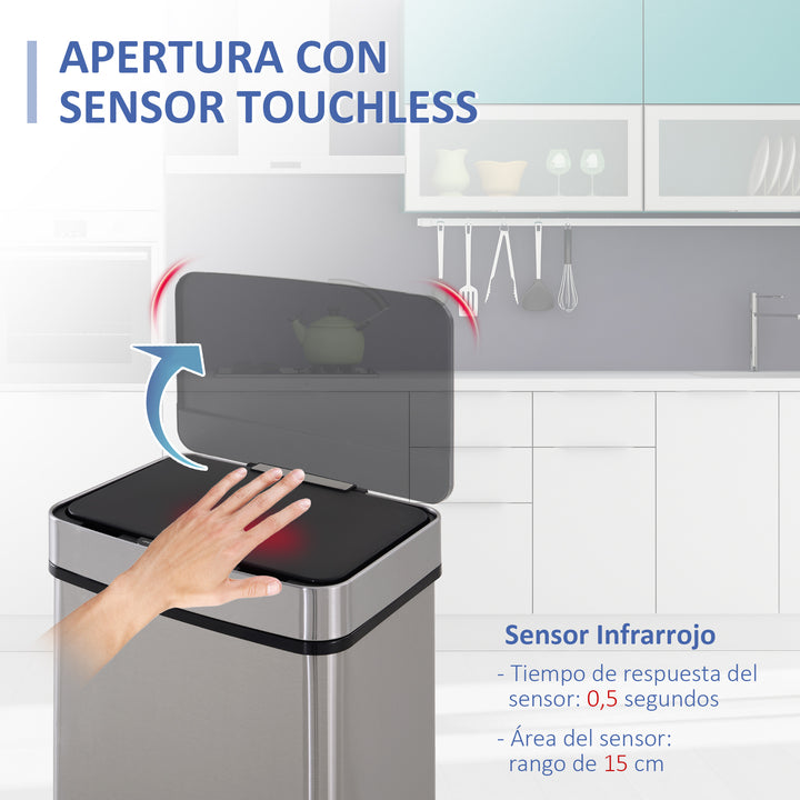 Caixote de Lixo Automático do sensor da abertura da lata de lixo para o quarto 72L da cozinha de aço inoxidável