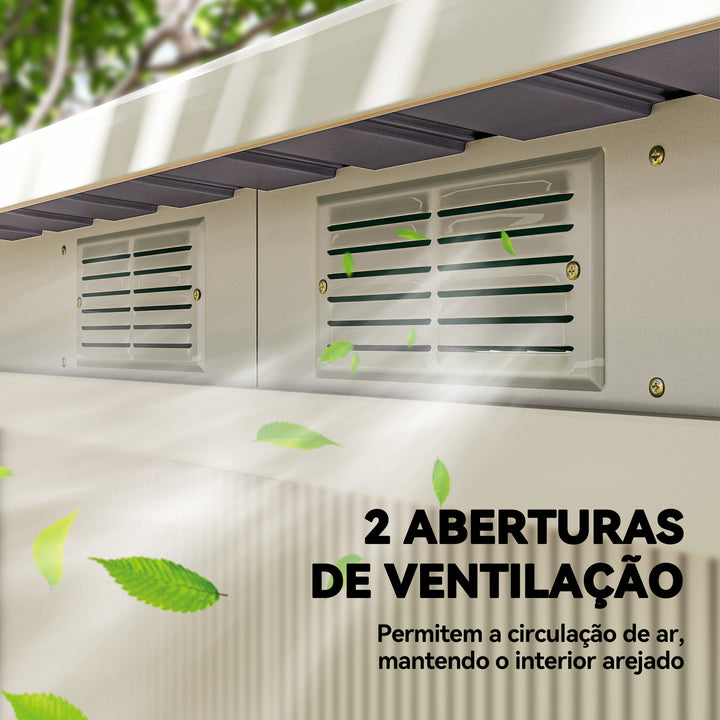 Abrigo de Jardim 280x130x172 cm Abrigo de Exterior de Aço Galvanizado com Porta Corredeira e Ventilações para Armazenamento de Ferramentas Cinza