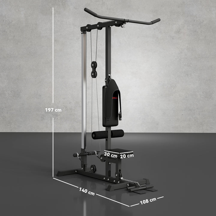 Máquina de Musculação Estação de Treino com Assento Ajustável para Treino em Ginásio Casa Escritório Carga Máxima 100 kg 140x108x197 cm Preto