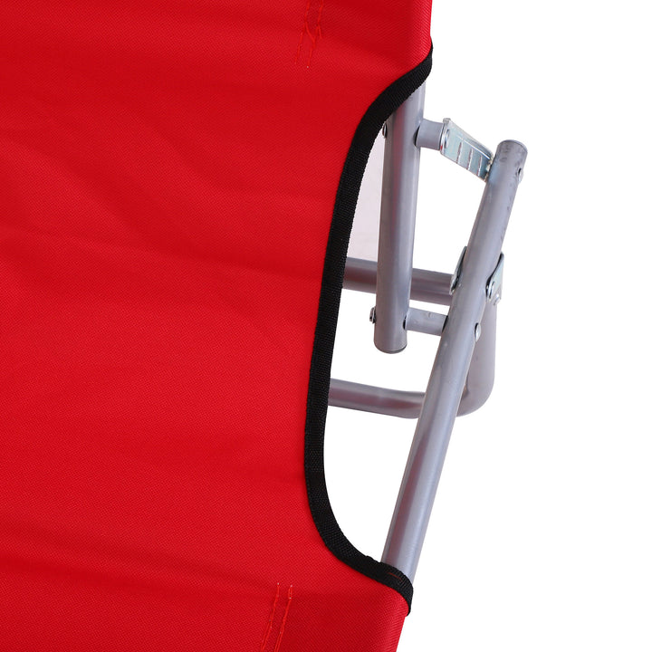 Espreguiçadeira de Jardim Dobrável com Toldo Removível e Ajustável em Ângulo e Encosto Ajustável em 4 Posições para Jardim Terraço Campismo Exterior 187x58x36 cm Vermelho