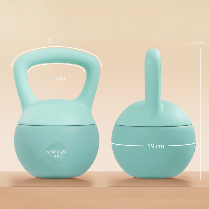 Kettlebell de 4 kg Pesa Russa Preenchida de Areia Metálica e Alça Antiderrapante para Treino de Musculação em Casa Ginásio 19x15x28 cm Verde