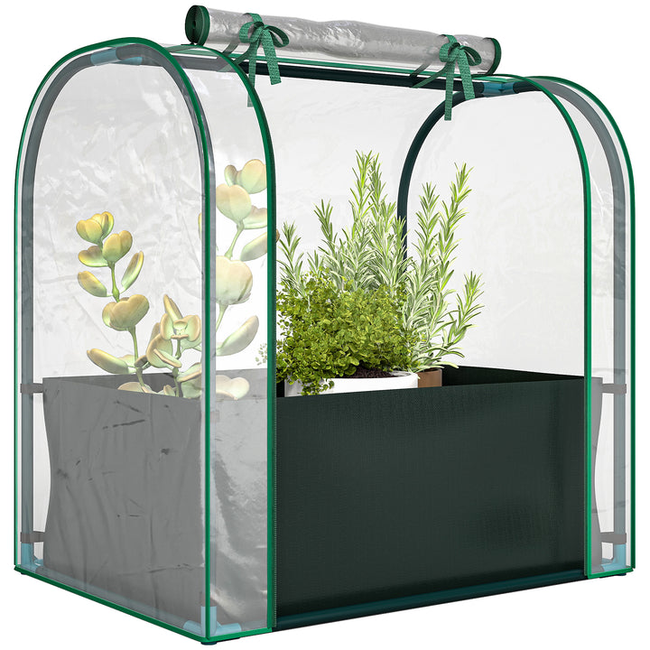 Mini Estufa com Bolsa de Plantação, 68x50x70 cm Estufa Pequena Portátil para Interior e Exterior com Porta Enrolável Estrutura em Aço Impermeável para Jardim, Varanda ou Pátio Verde