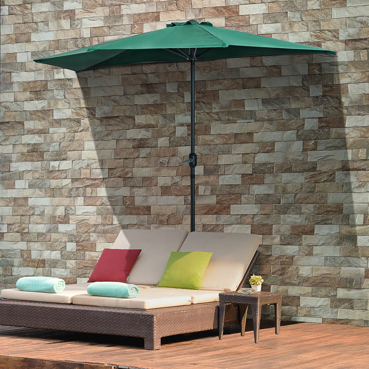 Guarda-sol de jardim com manivela e formato semicircular para terraço piscina externa 269x138x236 cm Verde
