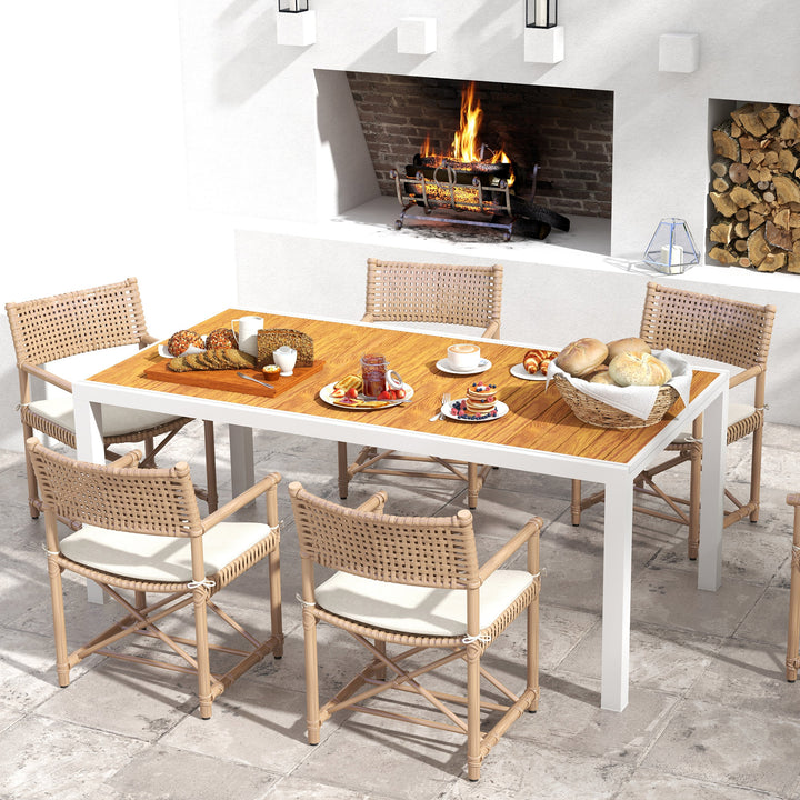 Mesa de Jardim Extensível Mesa de Jantar Exterior Mesa de Terraço Retangular para 6-8 Pessoas com Estrutura de Alumínio Capacidade 50 kg para Varanda 180/240x94x73 cm Marrom