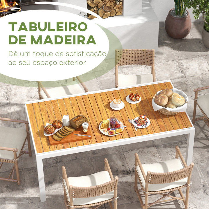 Mesa de Jardim Extensível Mesa de Jantar Exterior Mesa de Terraço Retangular para 6-8 Pessoas com Estrutura de Alumínio Capacidade 50 kg para Varanda 180/240x94x73 cm Marrom