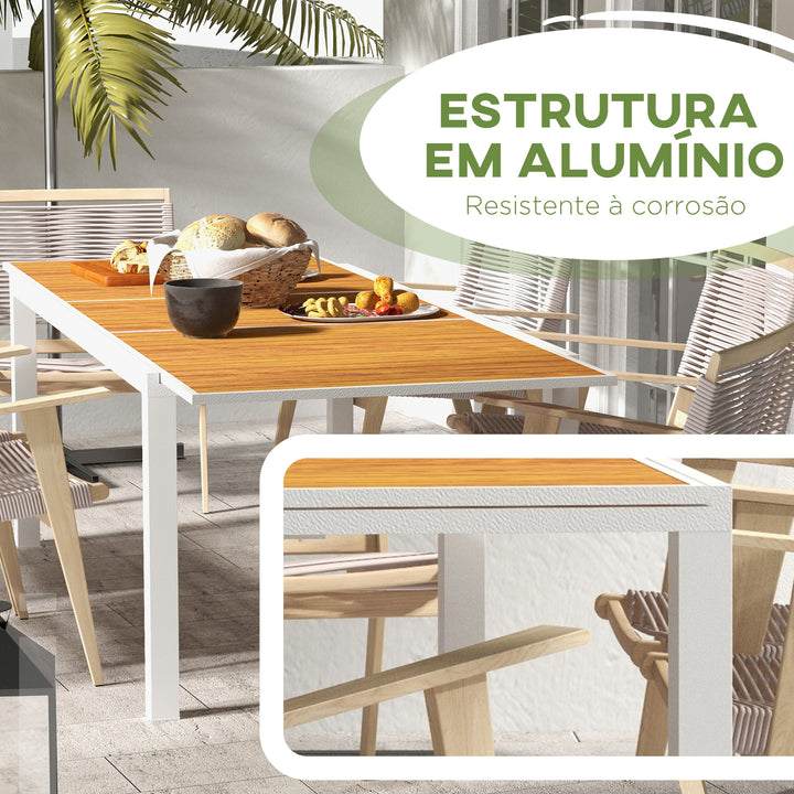 Mesa de Jardim Extensível Mesa de Jantar Exterior Mesa de Terraço Retangular para 6-8 Pessoas com Estrutura de Alumínio Capacidade 50 kg para Varanda 180/240x94x73 cm Marrom