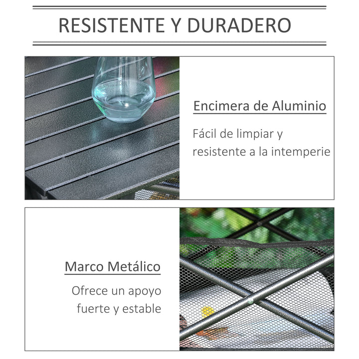 Mesa dobrável de camping piquenique com malha e bolsa de transporte 70x70x69 cm Preto