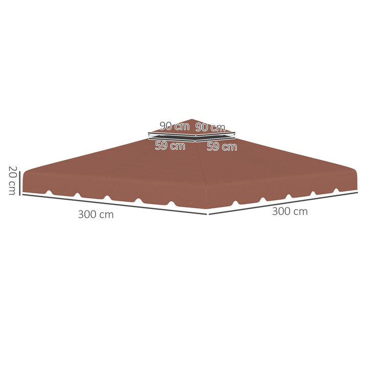 Toldo de Substituição para Pérgola 300x300 cm Teto de Substituição para Pérgolas Exterior com Duplo Teto e 8 Orifícios de Drenagem Marrom