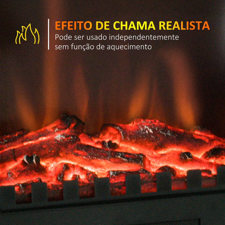 Lareira elétrica de pé 1000/2000 W Chama LED com termostato 39x23x56.5cm