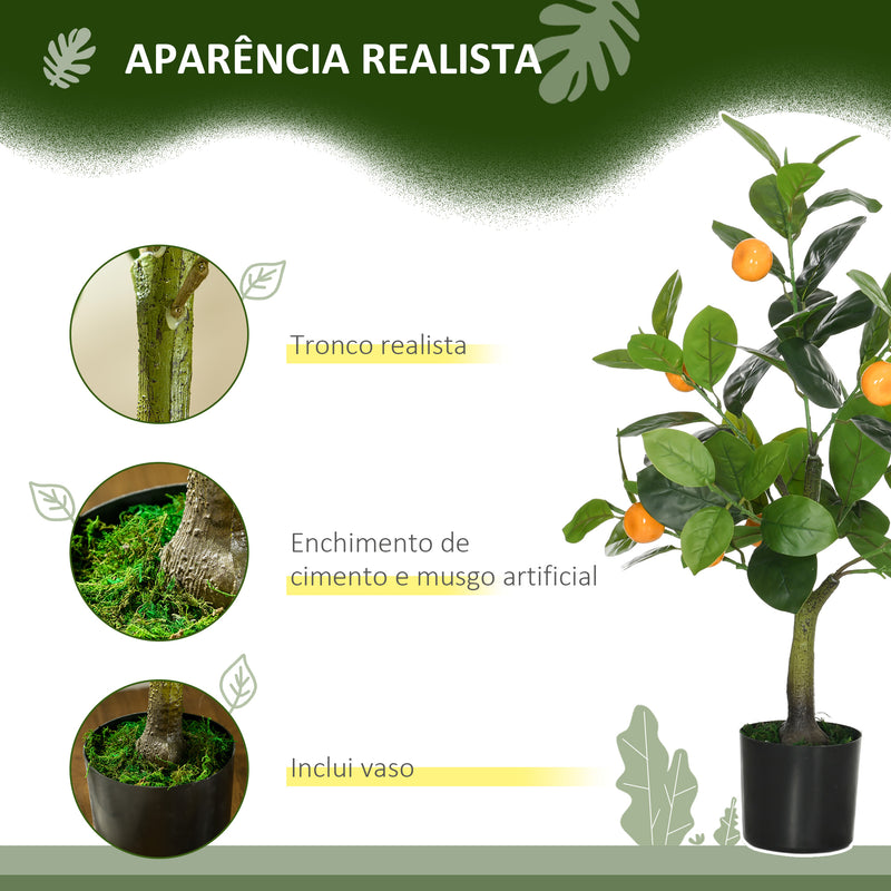 Conjunto de 2 Plantas Artificiais Decorativas Limoeiro e Laranjeira Artificiais de 60 cm com Vaso Plantas Sintéticas para Decoração de Casa Verde