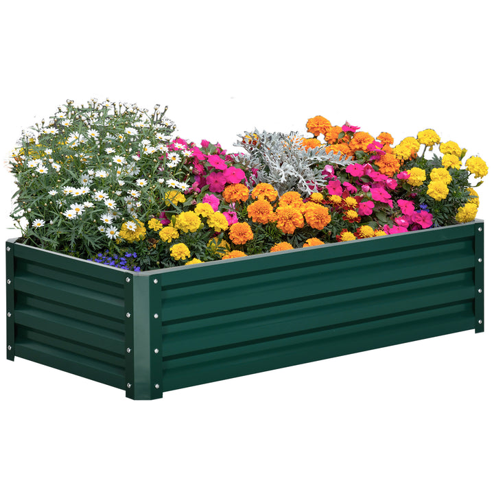 Caixa de Plantio de Aço Galvanizado Horta para Cultivar Plantas Flores Ervas Floreira Exterior Retangular com Fundo Aberto 120x60x30,5 cm Verde