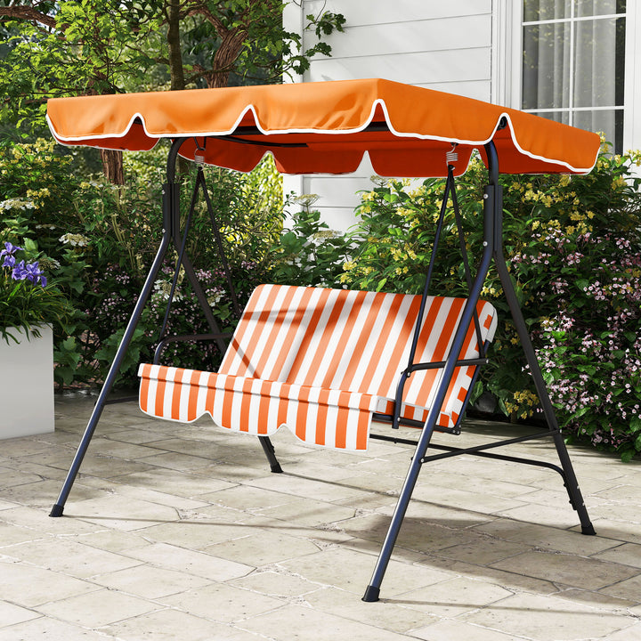 Baloiço de Jardim Exterior de 3 Lugares, Baloiço de Jardim com Teto Ajustável e Estrutura de Aço, para Varanda, Terraço, Pátio, Suporta até 200 kg, 172x110x153 cm, Laranja