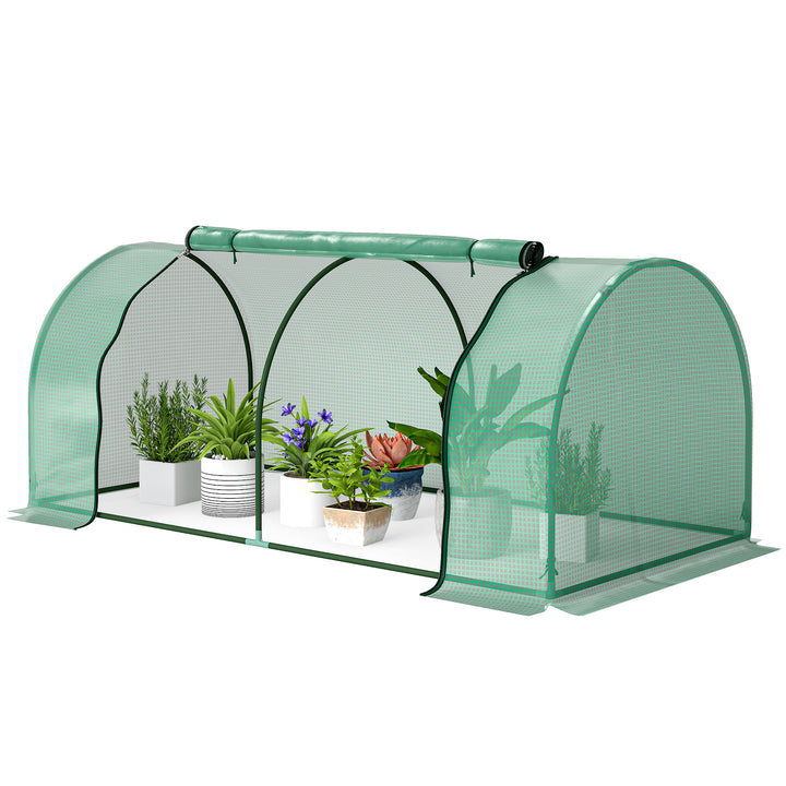 Estufa de Jardim 200x100x80 cm para Cultivo de Plantas Sementes Estufa com Estrutura de Aço e Cobertura de Plástico Verde