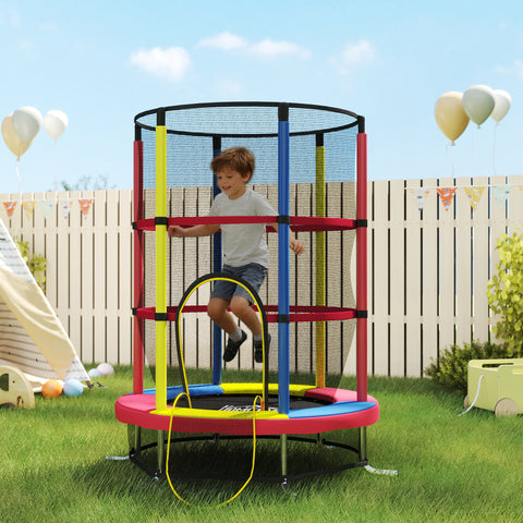 Trampolim Infantil Ø160 cm Trampolim para Crianças de 3-6 Anos com Rede de Segurança Pernas em Forma de L Suporta até 45 kg para Interior e Exterior Multicolor