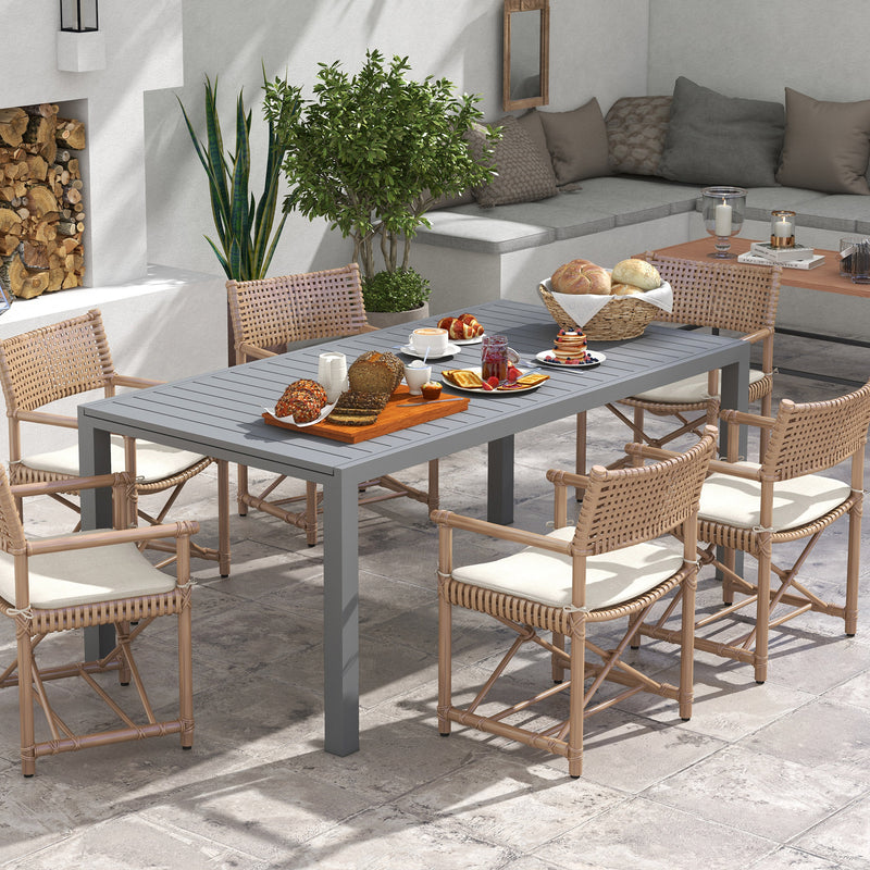 Mesa de Jardim Extensível Mesa de Jantar Exterior Mesa de Terraço Retangular para 6-8 Pessoas com Estrutura de Alumínio Capacidade 50 kg para Varanda 180/240x94x73 cm Cinza Escuro