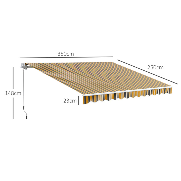 Toldo Manual Retrátil 350x250 cm Toldo para Varanda com Manivela de Metal Impermeável e Anti-UV Toldo Enrolável de Exterior para Jardim Terraço Janelas Cinza e Amarelo