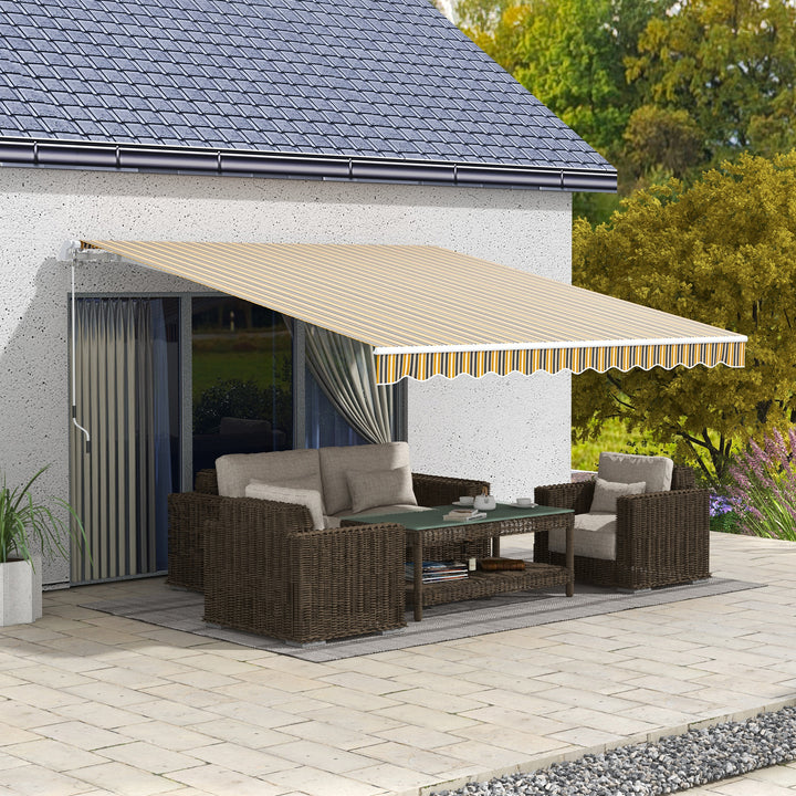 Toldo Manual Retrátil 350x250 cm Toldo para Varanda com Manivela de Metal Impermeável e Anti-UV Toldo Enrolável de Exterior para Jardim Terraço Janelas Cinza e Amarelo