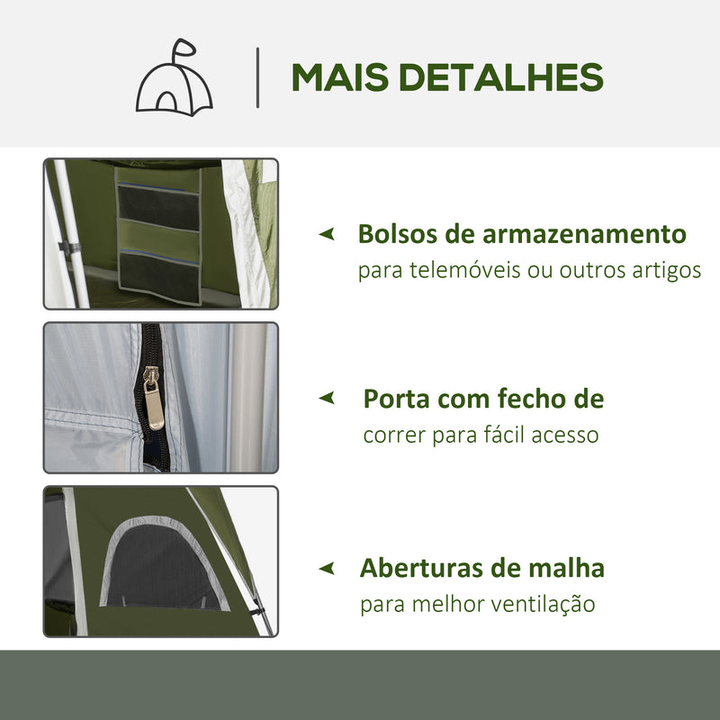 Tenda de Campismo Familiar para 4-8 Pessoas com 2 Quartos Tenda de Campismo Grande com 2 Bolsos e Janelas com Malha Impermeável 400x275x210 cm Verde