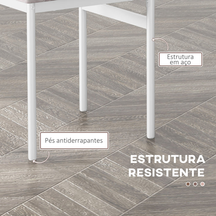 Conjunto de Refeição 5 Peças Conjunto de Mesa e 4 Cadeiras para 4 Pessoas com Estrutura de Aço para Cozinha Restaurante 110x70x75 cm Madeira e Branco