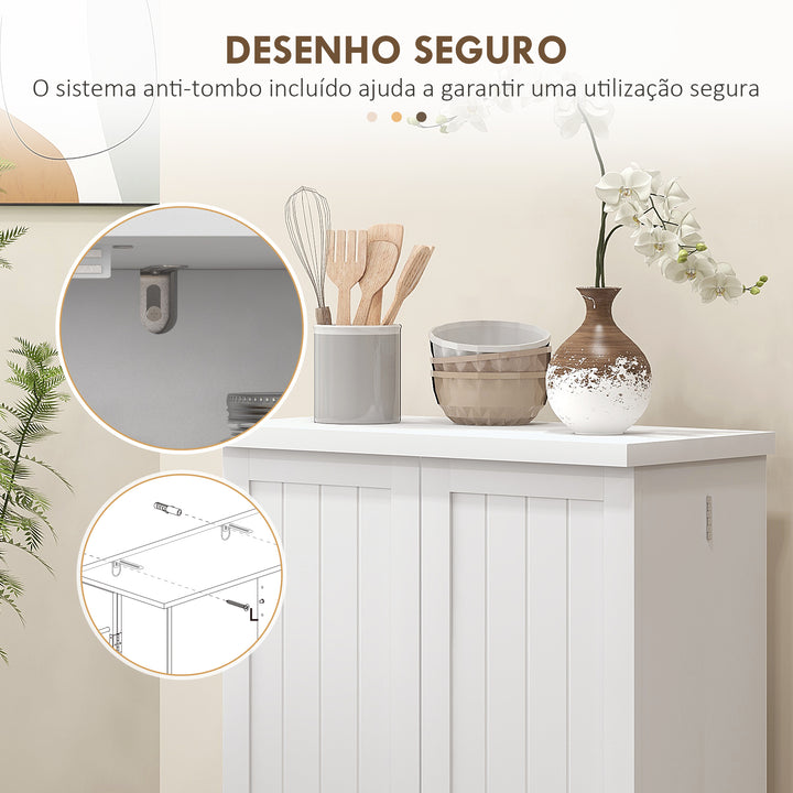 Armário de Cozinha Armário Despensa Cozinha com 2 Portas 16 Prateleiras Aparador Moderno com Prateleiras Ajustáveis para Sala de Jantar Sala 60x30x104 cm Branco