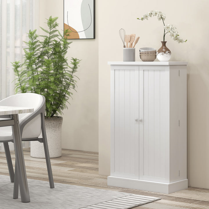 Armário de Cozinha Armário Despensa Cozinha com 2 Portas 16 Prateleiras Aparador Moderno com Prateleiras Ajustáveis para Sala de Jantar Sala 60x30x104 cm Branco