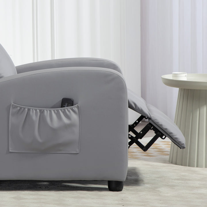 Poltrona de Massagem Poltrona Relax Reclinável com Controlo Remoto 2 Áreas de Massagem 8 Programas 5 Níveis de Intensidade Estofado em PU 68x88x98 cm Cinzento