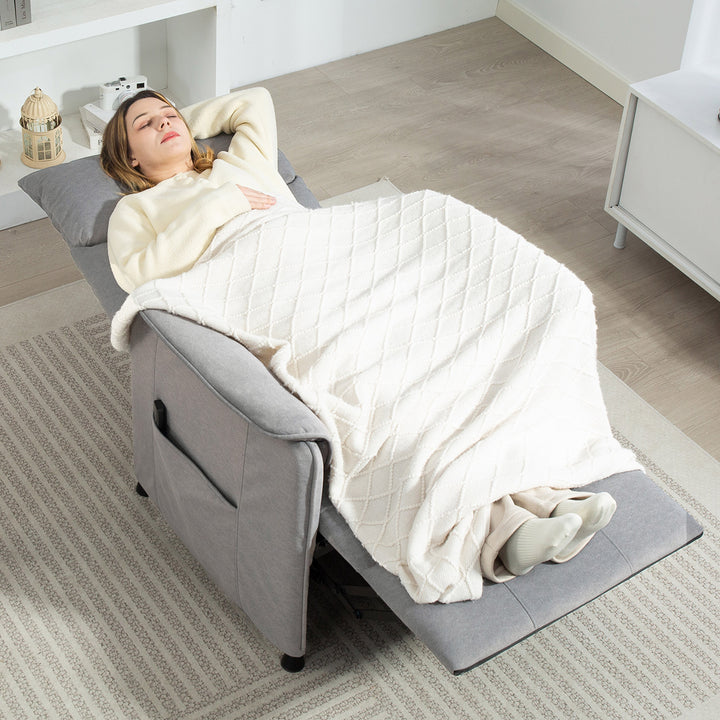 Poltrona Relax Reclinável Elétrica Poltrona Reclinável Silenciosa com Função Memória Apoio para Pés Controlo Remoto e Bolsos Laterais para Dormitório Sala de Estar 80x83x104 cm Cinzento